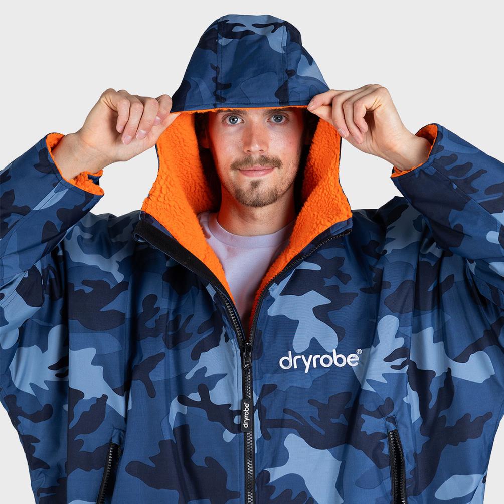 dryrobe Advance Long Sleeve Changing Robe - Blue Camo / Orange Extra Image 1